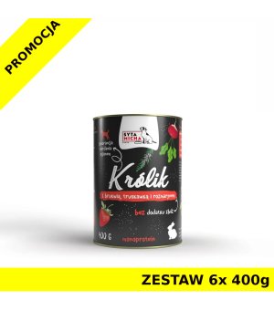 Syta Micha karma mokra dla psów dorosłych Classic Królik z Brukwią i Truskawką 6x 400g ZESTAW
