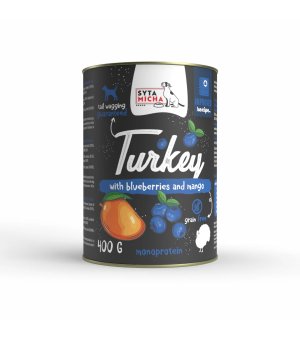 Syta Micha karma mokra dla psów dorosłych Classic Indyk z Jagodami i Mango 400g