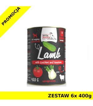 Syta Micha karma mokra dla psów dorosłych Classic Jagnięcina z Cukinią i Pomidorem  ZESTAW 6x 400g
