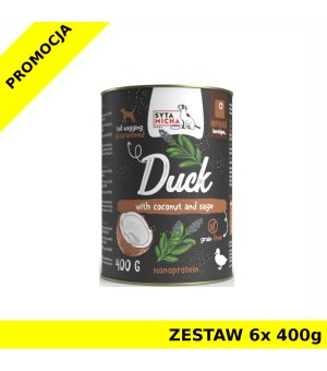 Syta Micha karma mokra dla psów dorosłych Classic Kaczka z Jeżynami i Kokosem ZESTAW 6x 400g