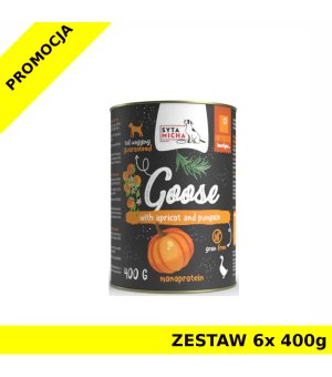 Syta Micha karma mokra dla psów dorosłych Classic Gęś z Morelą i Dynią ZESTAW 6x 400g