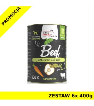 Syta Micha karma mokra dla psów dorosłych Classic Wołowina z Marchewką i Jabłkiem ZESTAW 6x 400g