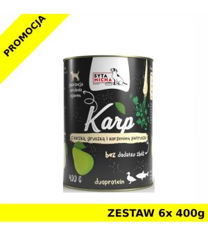 Syta Micha karma mokra dla psów dorosłych Classic Karp z Kaczką Gruszką i Pietruszką ZESTAW 6x 400g