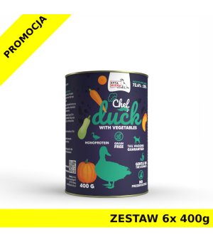 Syta Micha karma mokra dla psów dorosłych CHEF Kaczka z Warzywami ZESTAW 6x 400g
