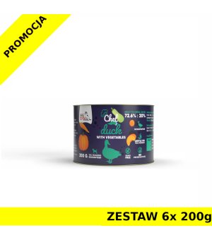 Syta Micha karma mokra dla psów dorosłych CHEF Kaczka z Warzywami ZESTAW 6x 200g