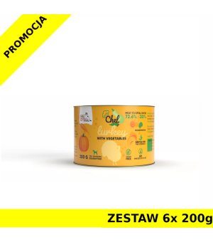 Syta Micha karma mokra dla psów dorosłych CHEF Indyk z Warzywami ZESTAW 6x 200g