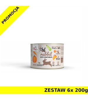 Syta Micha karma mokra dla psów dorosłych CHEF Królik z Warzywami ZESTAW 6x 200g