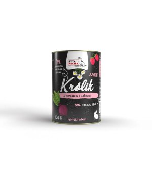 Syta Micha karma mokra dla szczeniąt Classic Królik z Brurakiem i Malinami Junior 400g