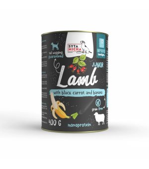 Syta Micha karma mokra dla szczeniąt Classic Jagnięcina z Czarną Marchwią i Bananem Junior 400g