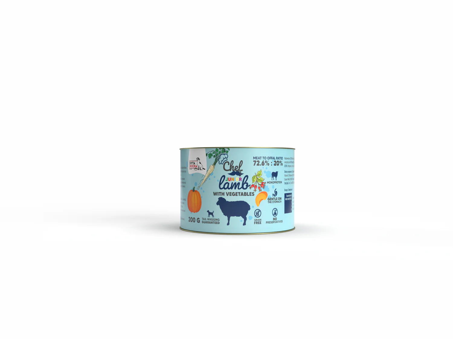 Syta Micha karma mokra dla szczeniąt CHEF Jagnięcina z Warzywami JUNIOR 200g