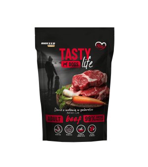 Tasty Dogs Life karma mokra dla psów dorosłych danie w galaretce Wołowina 500g saszetka