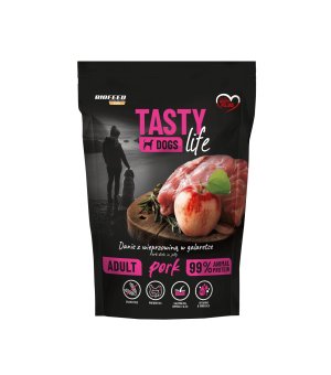 Tasty Dogs Life karma mokra dla psów dorosłych danie w galaretce Wieprzowina 500g saszetka