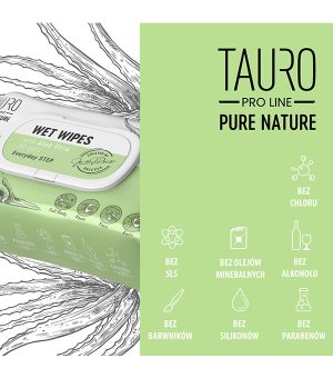 Tauro Pro Line Pure Nature Chusteczki Nawilżane Aloe Vera dla Psów i Kotów 40 szt.