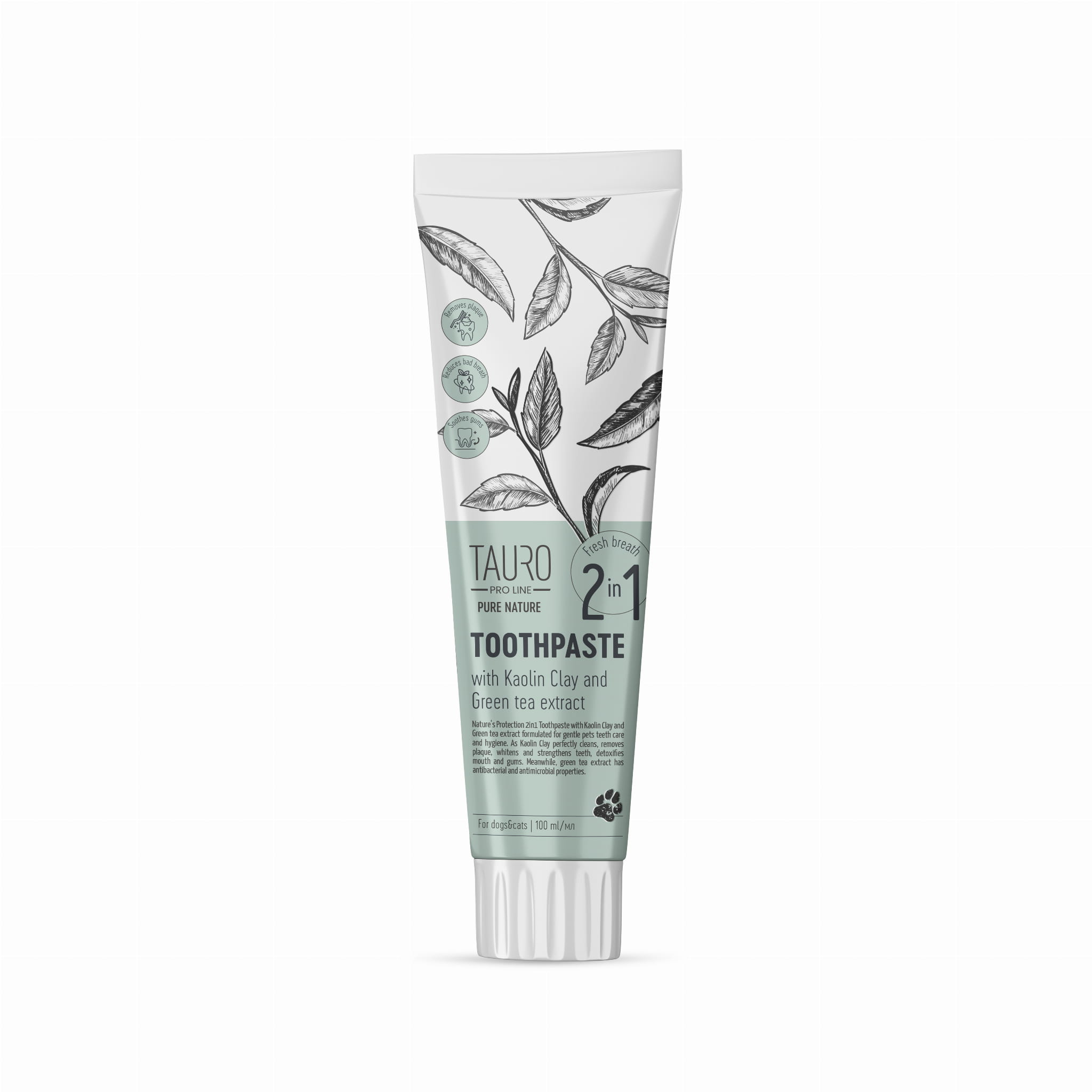 Tauro Pro Line Pure Nature Pasta do Zębów dla psów i kotów z Kaolinem i zieloną herbatą 100ml