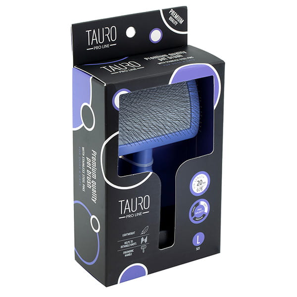 Tauro Pro Line Szczotka groomerska, miękkie piny stal nierdzewna 11mm fioletowa