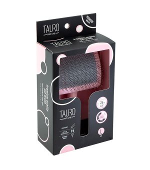 Tauro Pro Line Szczotka groomerska, miękkie piny stal nierdzewna 25mm różowa