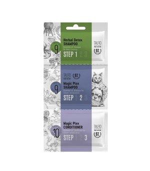 Tauro Pro Line Zestaw Herbal detox szampon 6ml + Magic Plex szampon 8ml + magic Plex odżywka 4ml