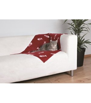 Trixie  KOC bordowy w białe ryby 100x70cm