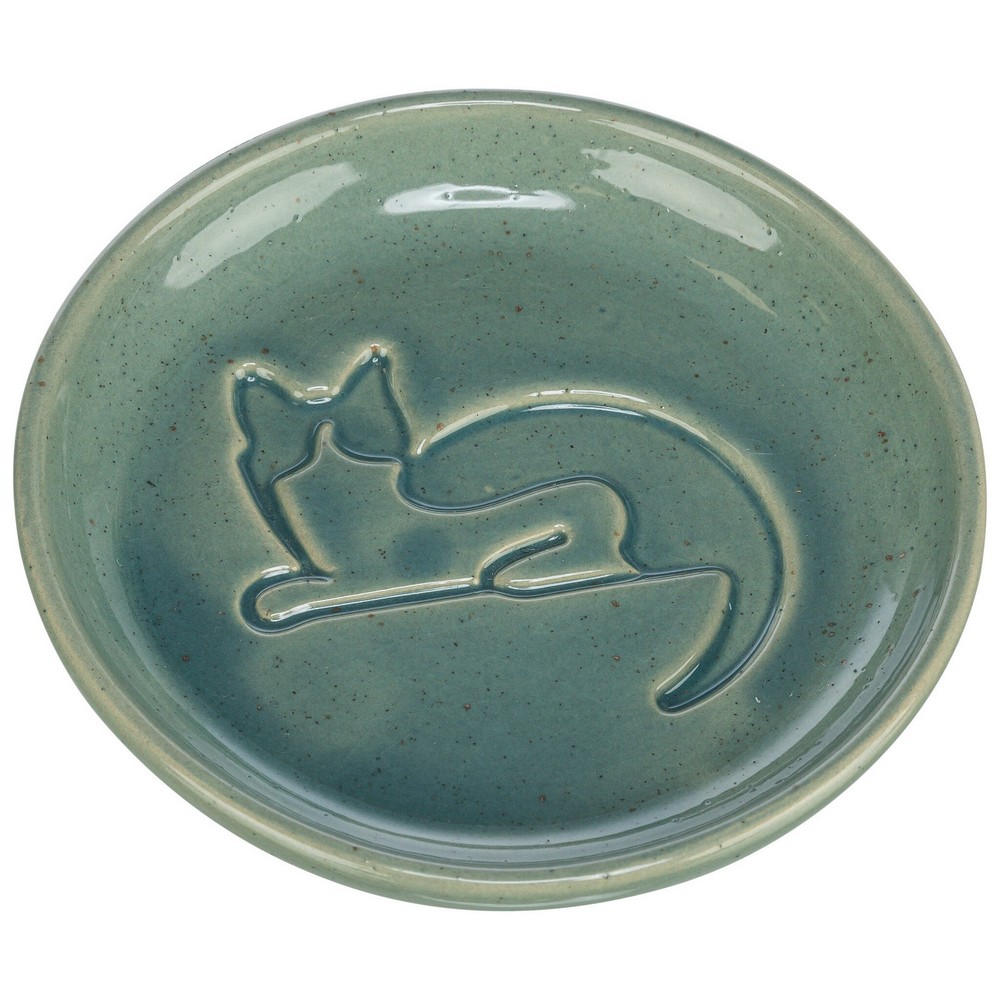 Trixie Miska ceramiczna z wytłoczonym kotem niebieska 150ml 14,5cm