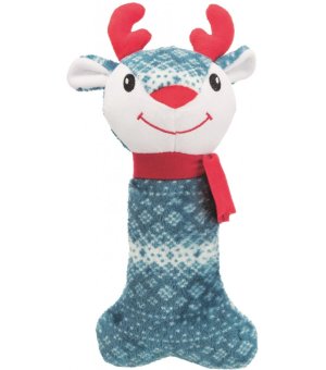 🎄🎁 Pluszak świąteczny - w kształcie kości Renifer / Miś 31cm do zabawy dla psa - Trixie