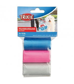 Trixie Torby na psie odchody z uchwytami kolorowe 3x15szt