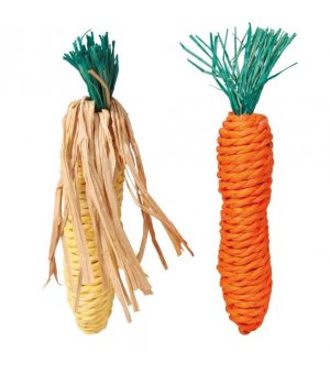 Trixie Zabawka dla gryzoni sizalowa marchew i kukurydza 15cm