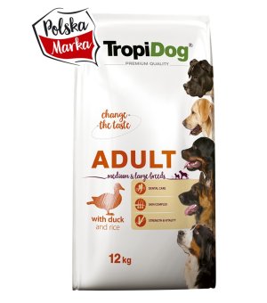 TROPIDOG PREMIUM ADULT medium/large breeds DUCK RICE 12KG