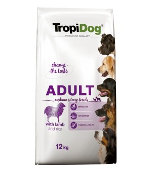 TROPIDOG PREMIUM ADULT medium/large breeds LAMB RICE 12KG