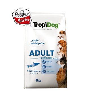 TROPIDOG PREMIUM ADULT small breeds SALMON RICE 8KG