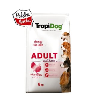 TROPIDOG PREMIUM ADULT small breeds TURKEY RICE 8KG