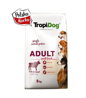 TROPIDOG PREMIUM ADULT small breeds BEEF RICE 8KG