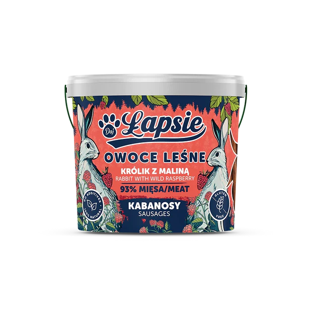 ŁAPSIE Kabanosy dla psów OwoceLasu Królik z Maliną 160g