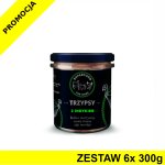 TRZY PSY Karma mokra dla psów w słoiku Wieprzowina z Indykiem ZESTAW 6x 300g