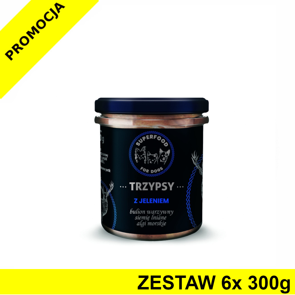 TRZY PSY Karma mokra dla psów w słoiku Wieprzowina z Dzikiem ZESTAW 6x 300g