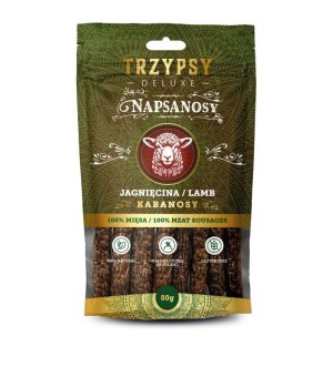 TRZY PSY NAPSANOSY Kabanosy z Jagnięciny 80g