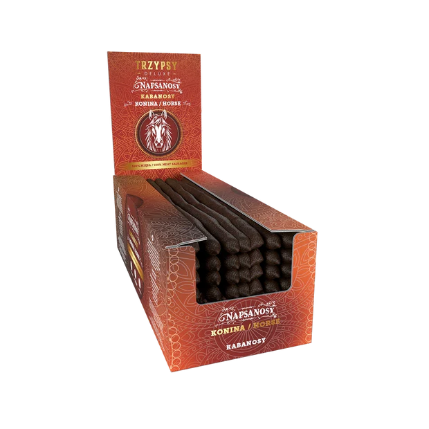 TRZY PSY NAPSANOSY Kabanosy z Koniny na długo 1szt.