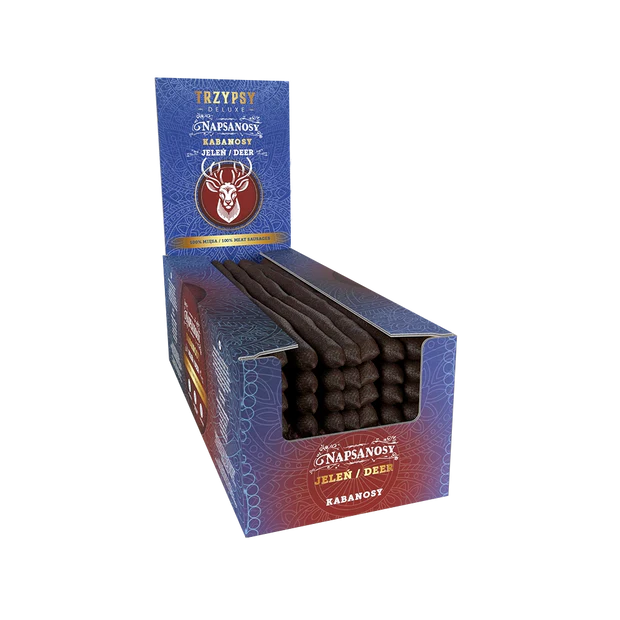 TRZY PSY NAPSANOSY Kabanosy z Jelenia na długo 1szt.