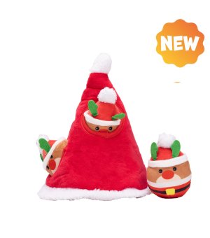 🎄🎁 UNIQ PETS Czapka Mikołaja zabawka węchowa z Mini Mikołajami 22cm