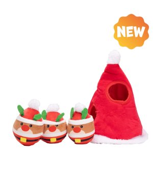 🎄🎁 UNIQ PETS Czapka Mikołaja zabawka węchowa z Mini Mikołajami 22cm