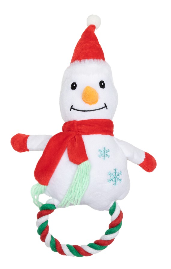 🎄🎁 UNIQ PETS pluszowy gryzak pierścień Bałwanek z piszczałką 25x35cm