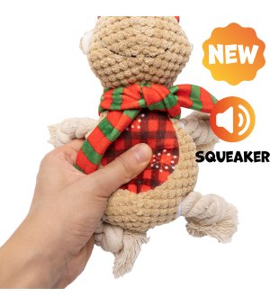 🎄🎁 UNIQ PETS Pluszowy Rudolf szarpak z piszczałką 27cm