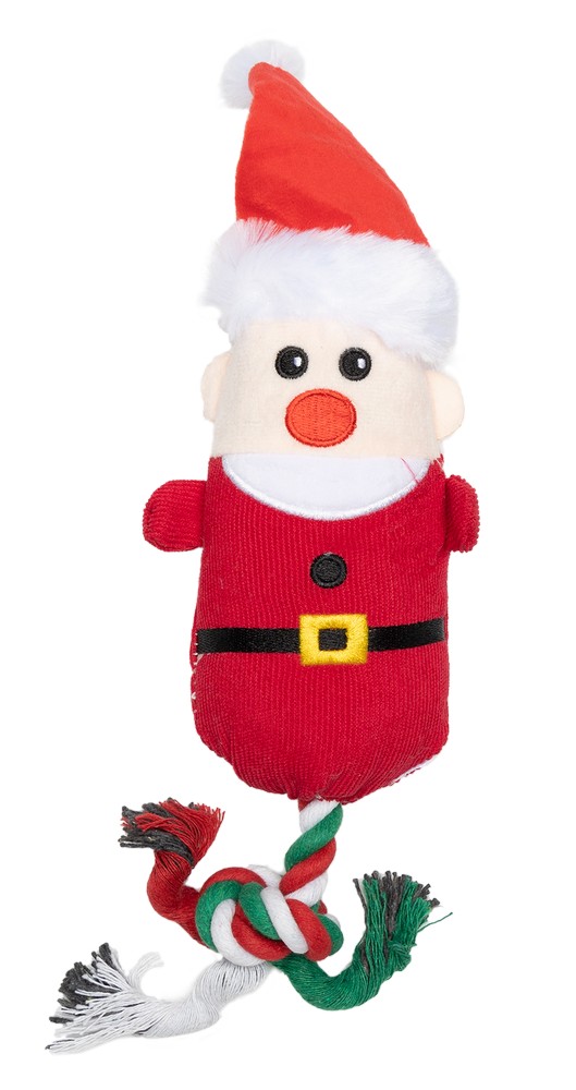🎄🎁 UNIQ PETS Pluszowy szarpak Św. Mikołaj z piszczałką 40cm