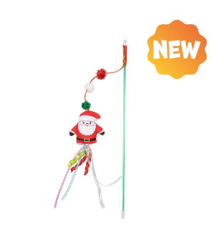 🎄🎁 UNIQ PETS Wędka dla kota z Mikołajem 40cm