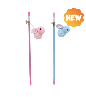 UNIQ PETS Wędka dla kota z pluszowym Królikiem na lince 30-75cm