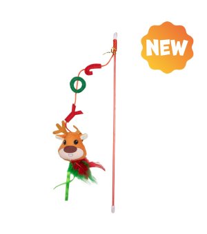 🎄🎁 UNIQ PETS Wędka dla kota z Reniferem 40cm