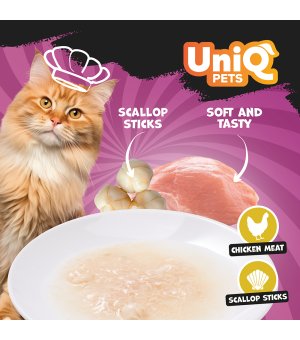 UNIQ PETS Yummy Soup rosół dla kota z kawałkami Kurczaka i Paluszkami z Przegrzewków 60g