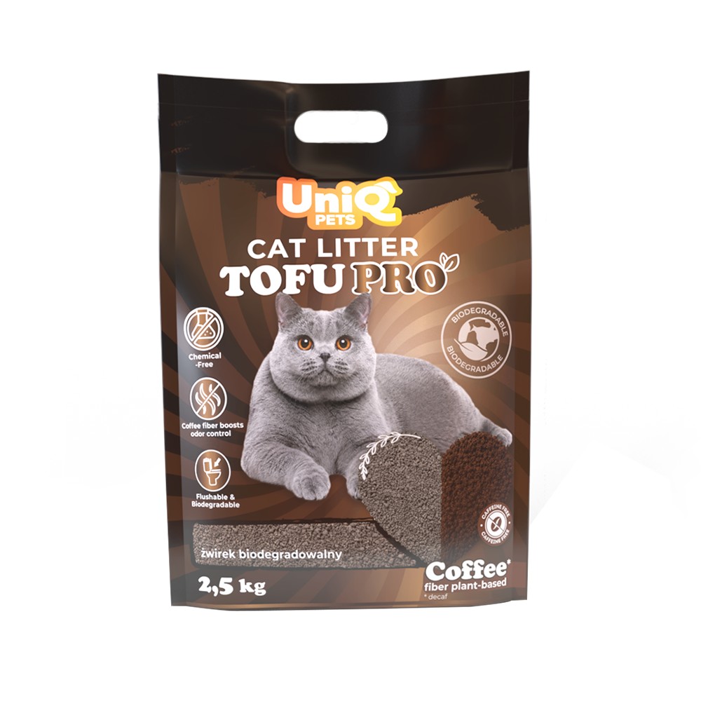 UNIQ PETS Żwirek Tofu PRO z włókna kawowego (z kawy bezkofeinowej) 2,5kg - 6L