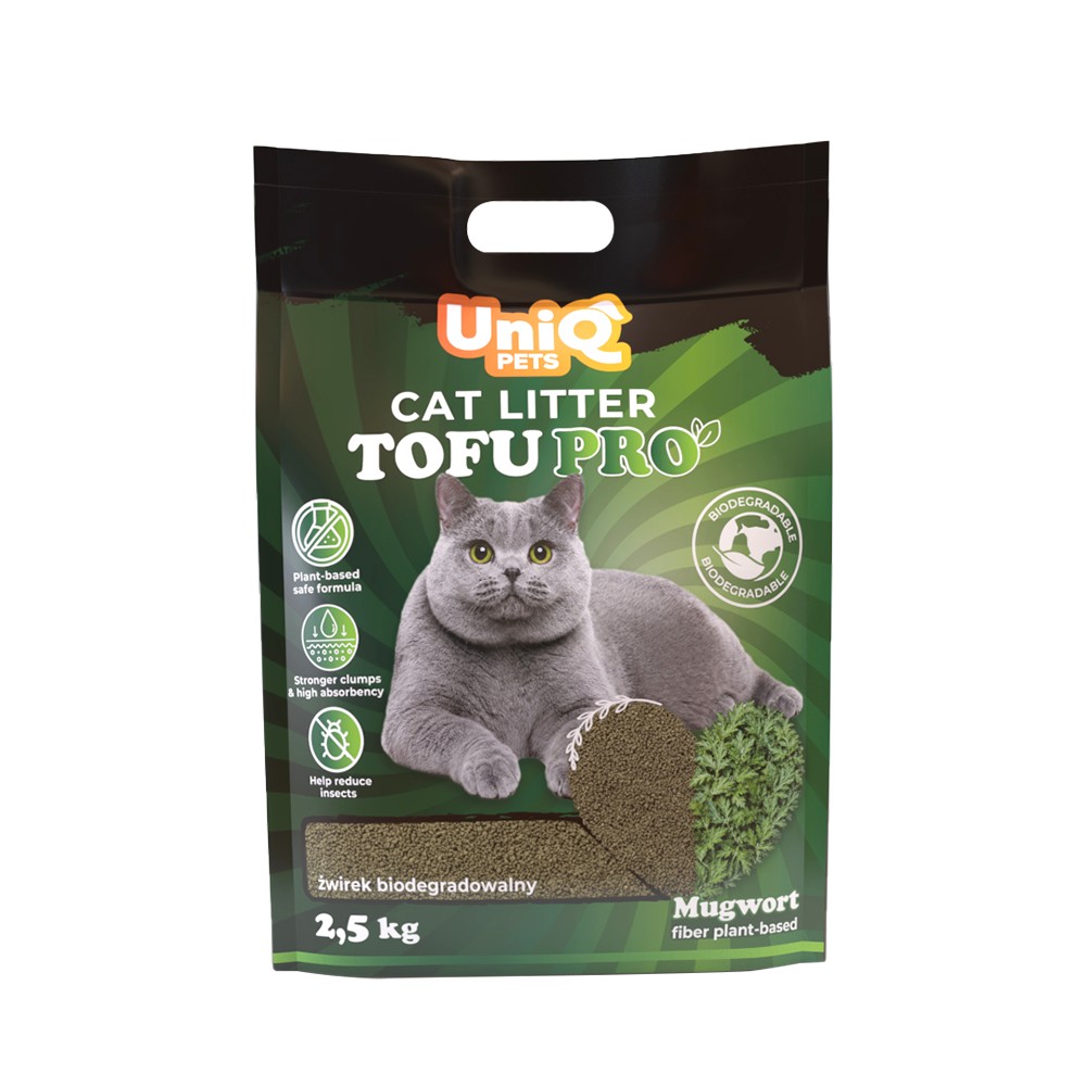 UNIQ PETS Żwirek Tofu PRO z włókna bylicy 2,5kg - 6L