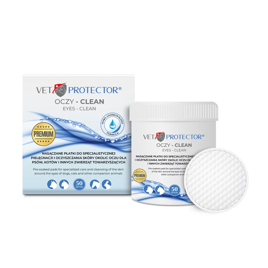 Vet Protector Oczy Clean - nasączane płatki do czyszczenia oczu dla psa i kota 50szt.