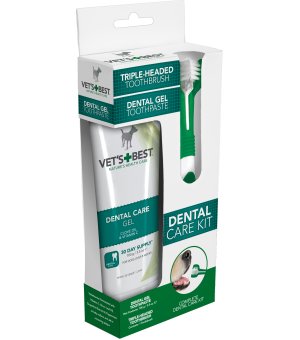 VET'S BEST DENTAL ŻEL + SZCZOTECZKA TRÓJGŁOWICOWA ZESTAW 